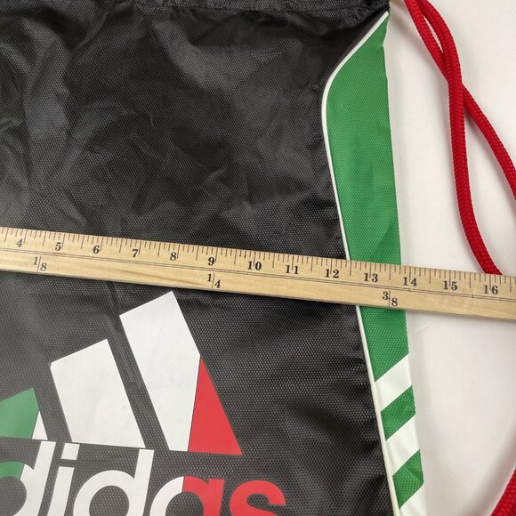 ADIDAS Drawstring Backpack Bag Poly Canvas Lightweight Green Red White Gym - Picture 6 of 6